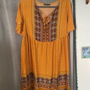 Shein Womens orange boho style dress Size Medium/Lg Never worn!
